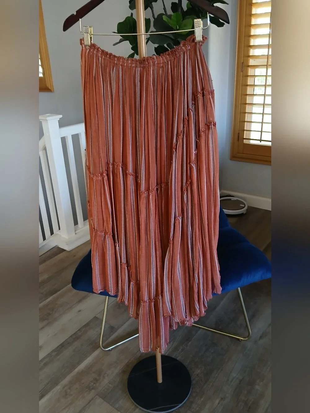 Free People One Ember Printed Midi  Skirt in Terracota. Size S